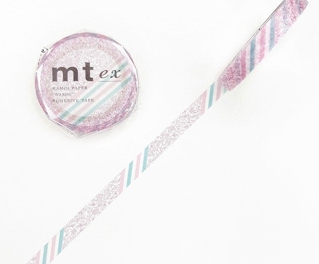 MT EX Washi Tape Pink Flower Stripe