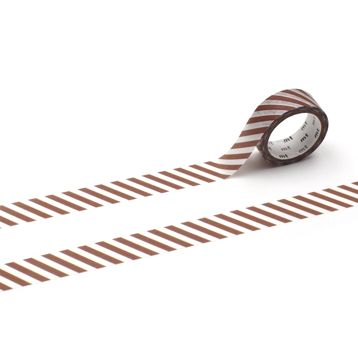 MT 1P Stripe Washi Tape Brown – brown striped Japanese washi tape roll.