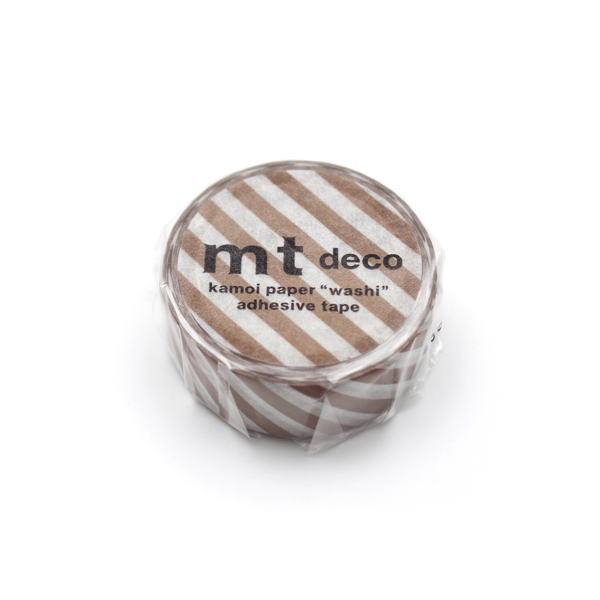 MT 1P Stripe Washi Tape Brown – brown striped Japanese washi tape roll.