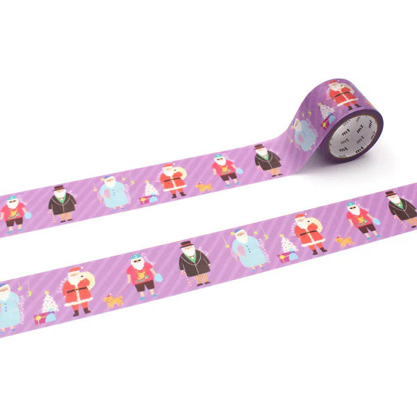 MT Christmas 2025 Washi Tape Dress-Up Santa – Santa Claus outfits and accessories on wide 30mm tape.