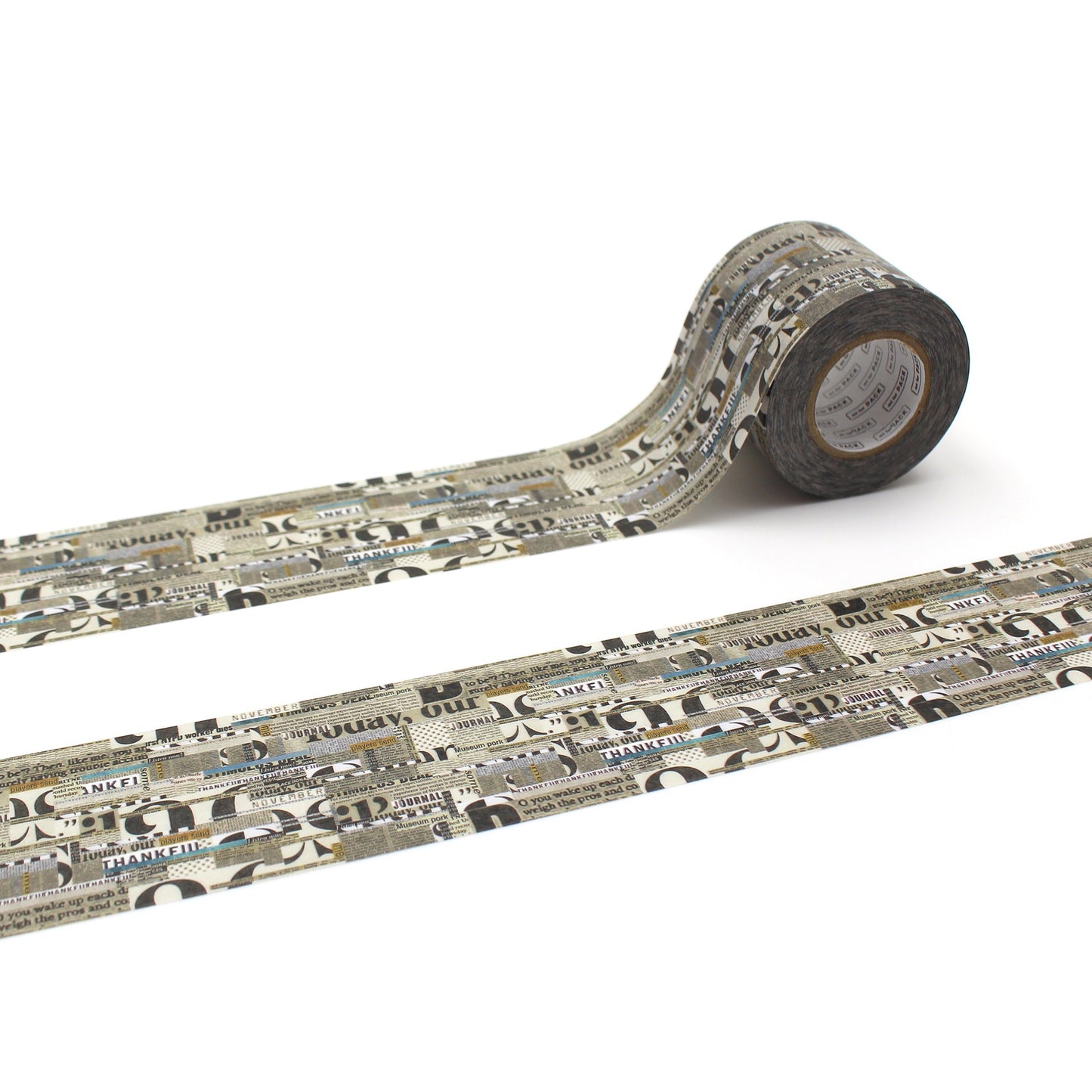 MT For Pack Permanent Tape – English Newspaper Collage roll featuring English newspaper-style text and collage prints for a vintage, artistic finish.