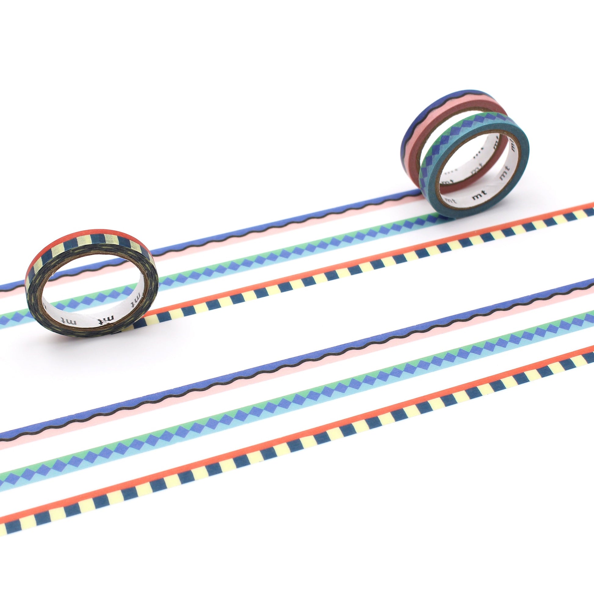 MT Slim × Papier Tigre Washi Tape – Pool (6mm × 5m, 3-Roll Set) | Japanese Washi Tape with Geometric Pool Design