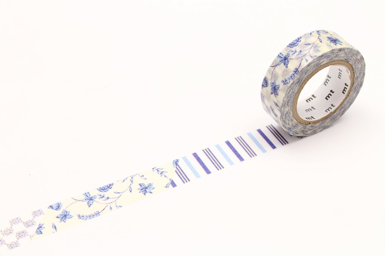 MT EX Washi Tape Flower Dark Blue R