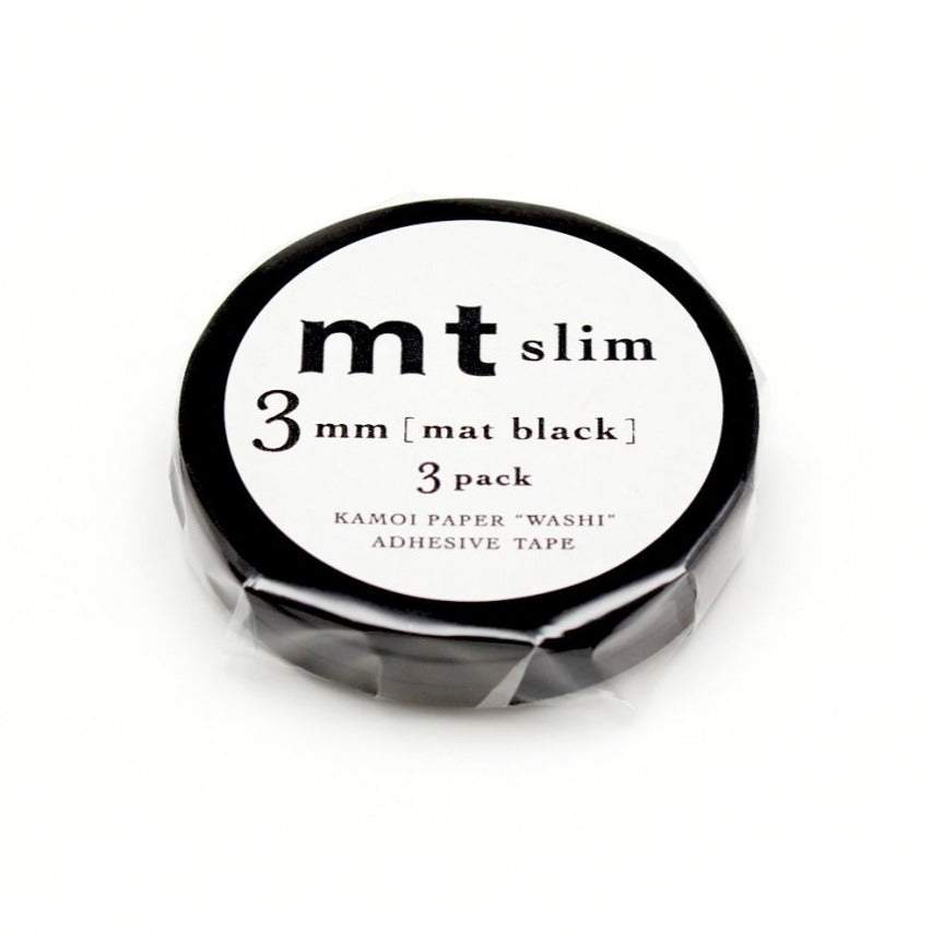 MT Slim 3mm Washi Tape Set - Matte Black (7m)