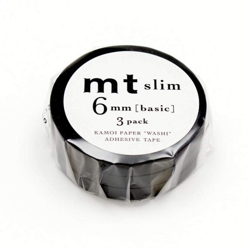 MT Slim 6mm Washi Tape Set J Matte Black (7m)