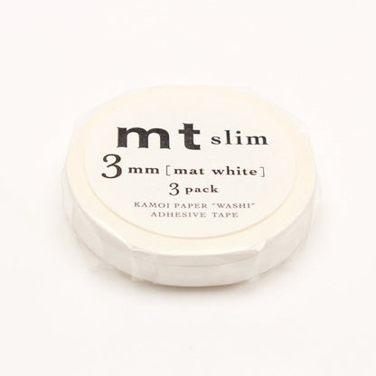 MT Slim 3mm Washi Tape Set Matte White (7M)