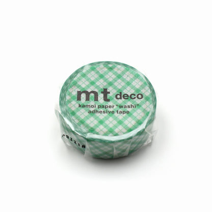 MT 1P Kamoi Washi Tape - Overlapped Wide Gingham Green