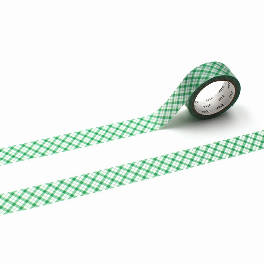 MT 1P Kamoi Washi Tape - Overlapped Wide Gingham Green