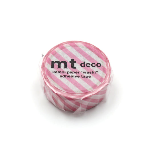 MT 1P Stripe Washi Tape Aurora Pink – pink gradient striped washi tape roll.