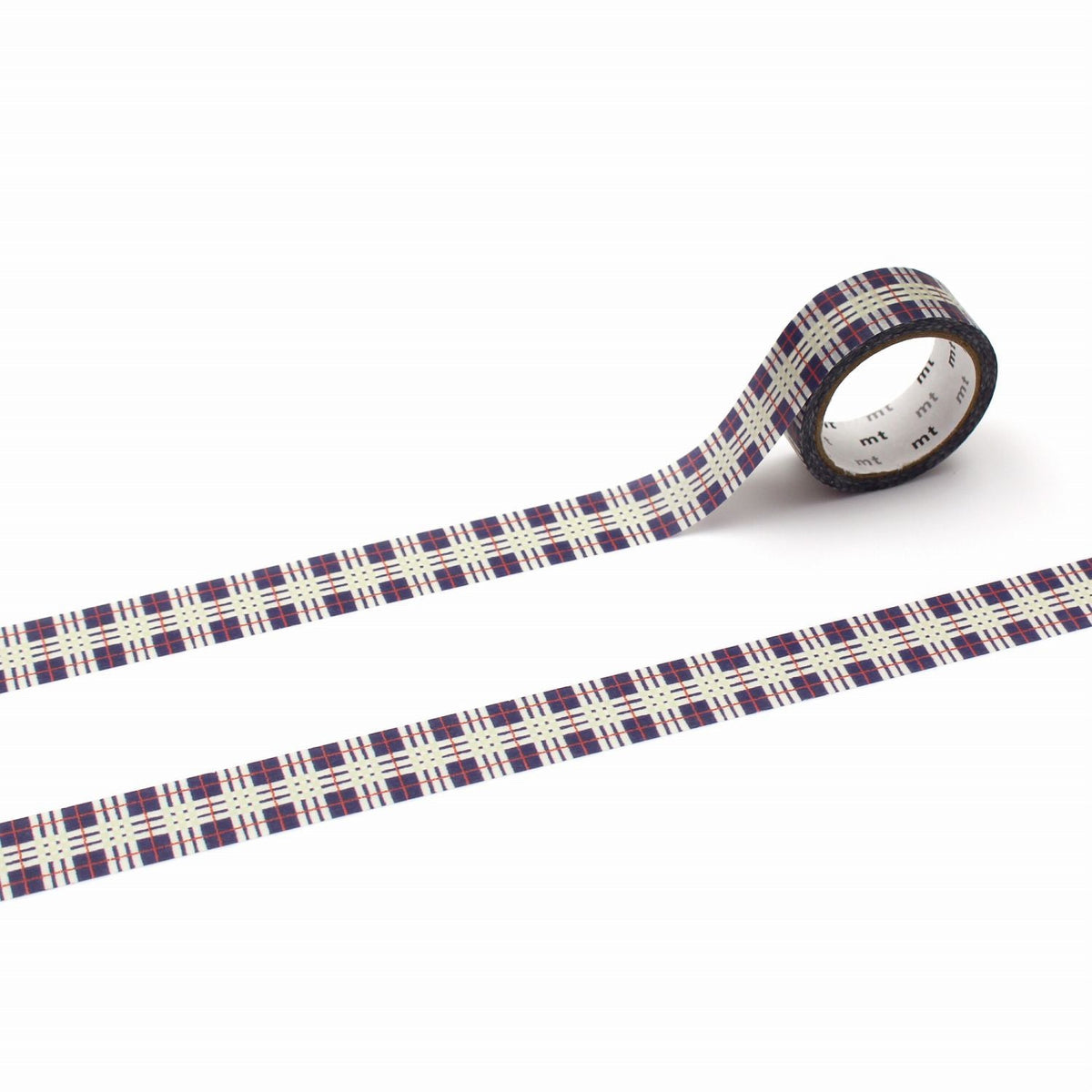 MT 1P Washi Tape - Hand Drawn Tartan Check Navy