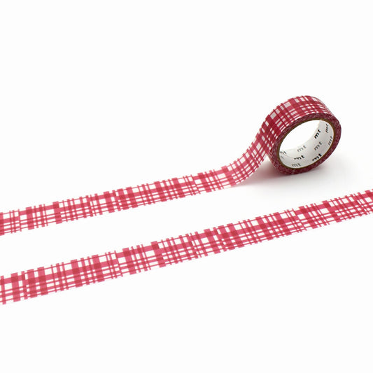 MT 1P Washi Tape - Random Gingham Check Wine red