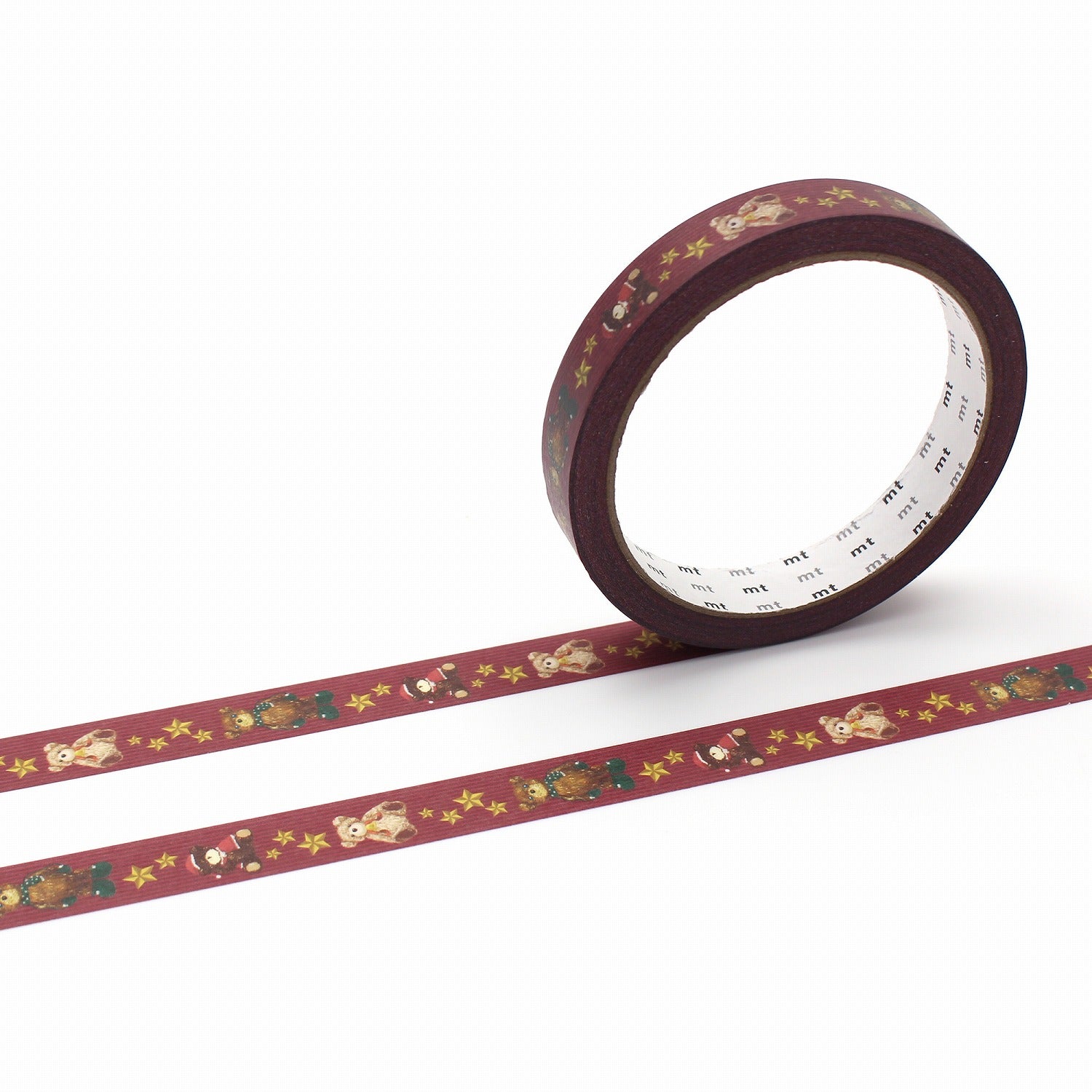 MT Large Core Strong Adhesive Christmas Teddy Bear – festive washi tape with teddy bear holiday design on 15mm x 25m roll.
