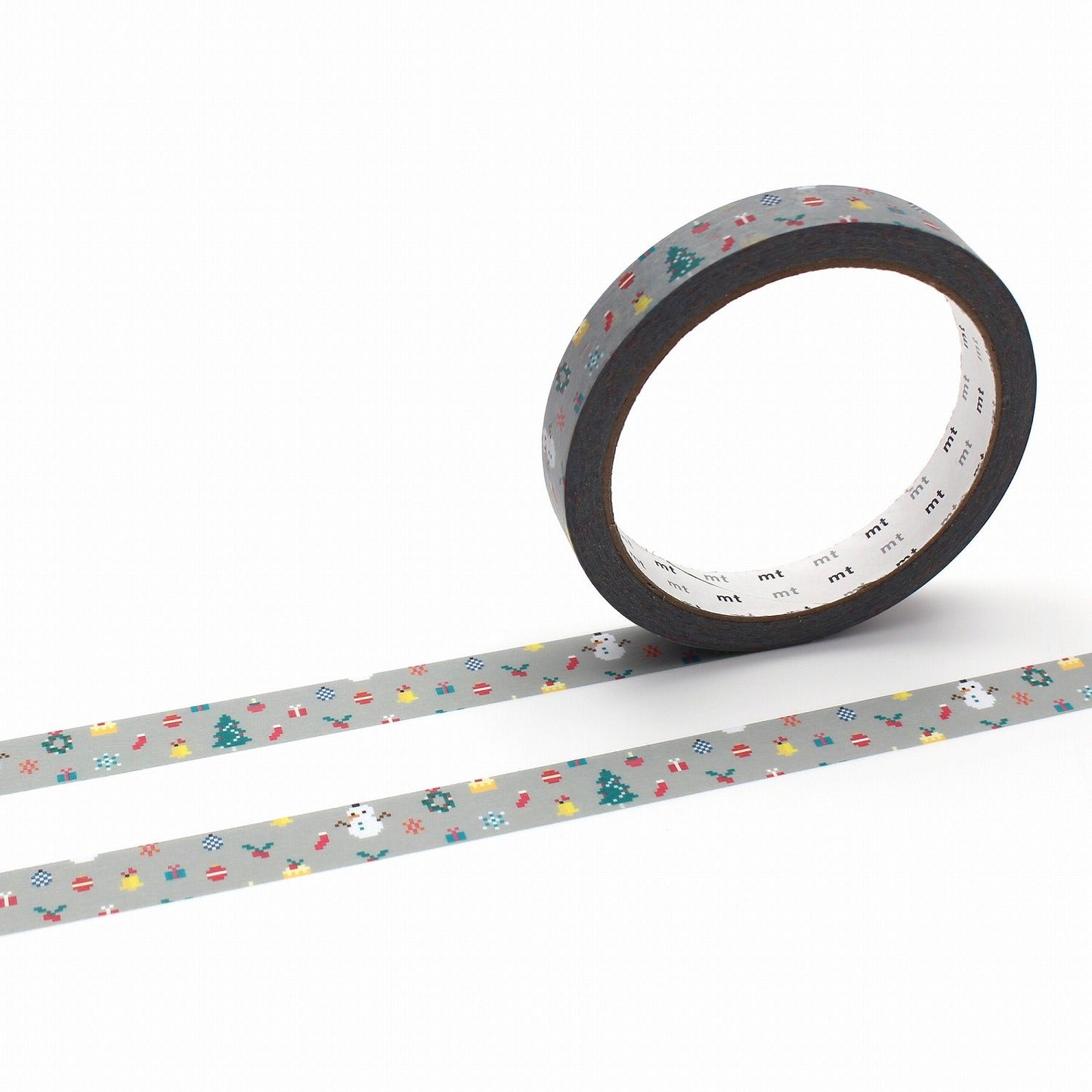 MT Large Core Strong Adhesive Pixel Christmas – 8-bit Christmas tree and gift pattern on 15mm x 25m washi tape.