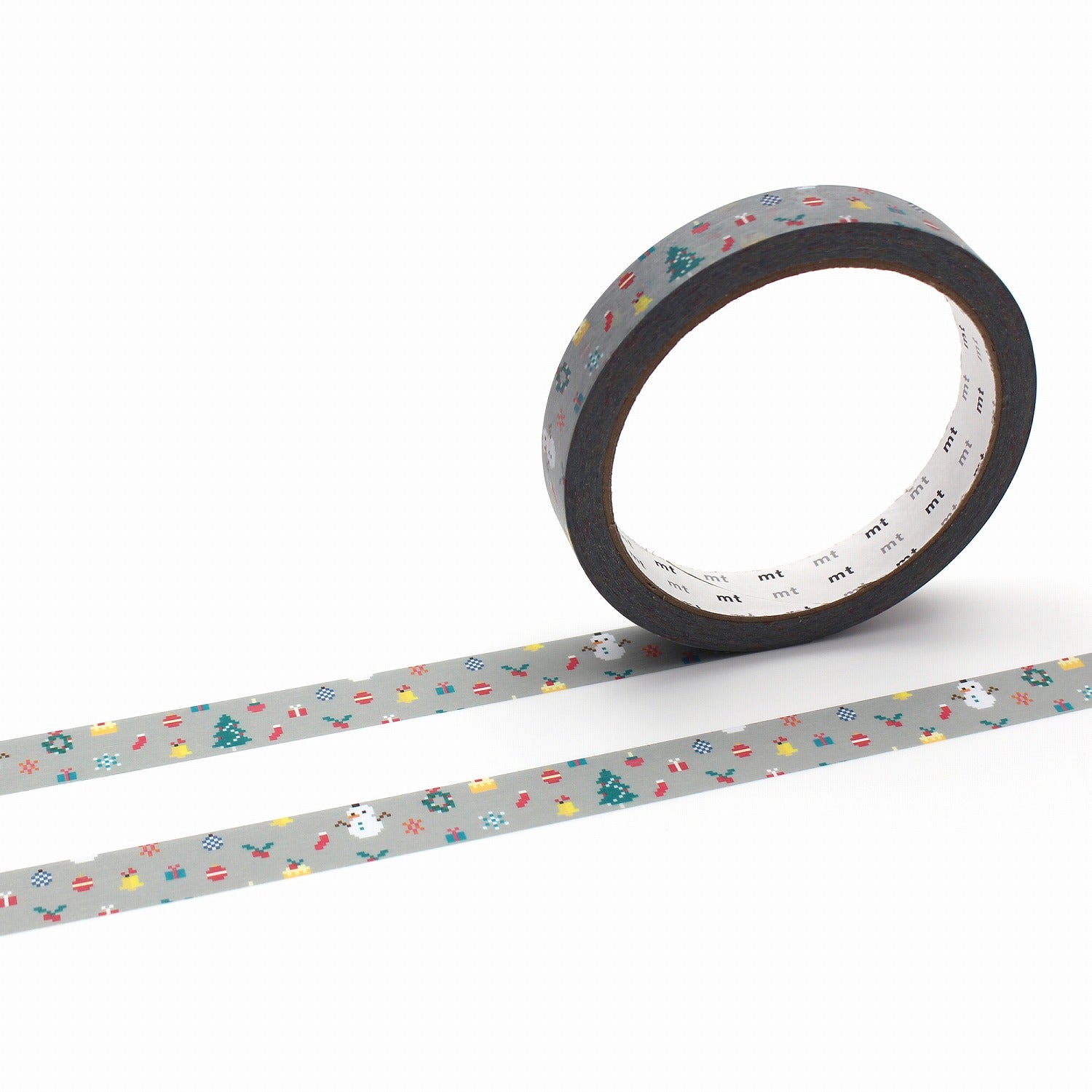 MT Large Core Strong Adhesive Pixel Christmas – 8-bit Christmas tree and gift pattern on 15mm x 25m washi tape.