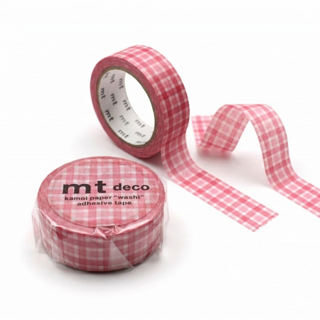 MT 1P Kamoi Washi Tape - Overlapped Wide Gingham Pink