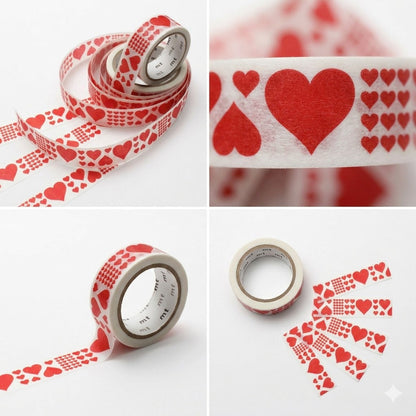 MT 1P Kamoi Washi Tape - Heart Red