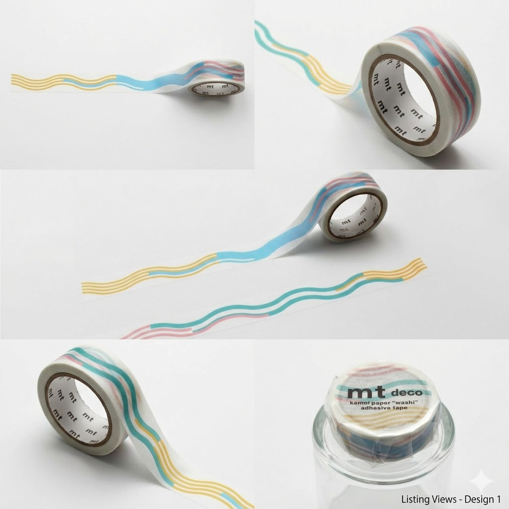 MT 1P Kamoi Washi Tape - Wavy Pastel