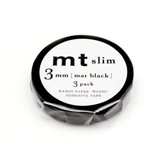 MT Slim 3mm Washi Tape Set Matte Black (7m)